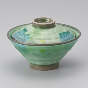 新緑のり茶（フタ付）　　【日本製　陶器】