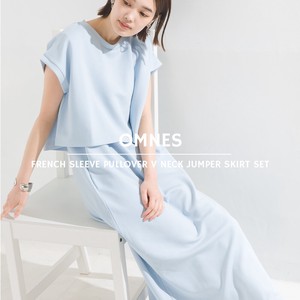 Jumper Dress Pullover Set V-Neck French Sleeve Jumper Skirt 2023 New