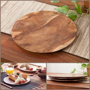 Divided Plate Cafe Wooden Natural 35cm