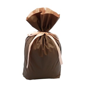 Drawstring Plastic Gift Bag Brown