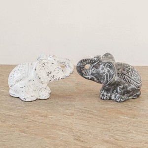 おねだりパオーン 象 ストーンオブジェ 動物 彫刻 石像 テラコッタ製
