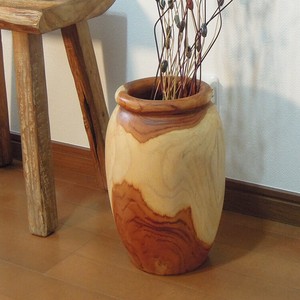 木製 フラワーポット チーク無垢材 花器 花瓶 フラワースタンド