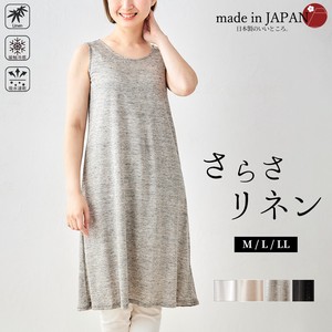 Casual Dress Crew Neck Linen One-piece Dress Made in Japan