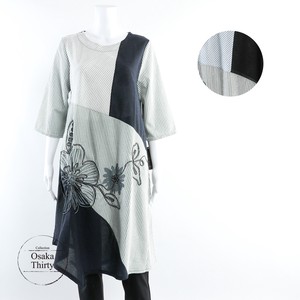 Casual Dress Plain Color Stripe L One-piece Dress Embroidered M