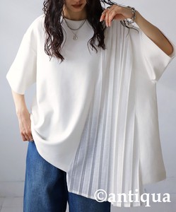 [アンティカ]プリーツドッキングT Tシャツ レディース トップス 半袖 PN-00394 【SS】