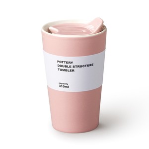 セラサーモ 二重構造 陶器製タンブラー(ピンク) 保温/保冷/断熱/ダブルウォール