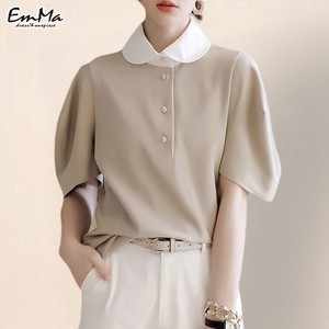 【2023新作】 EF0392 デザインポロシャツ 丸襟 半袖 カジュアル きれい 夏