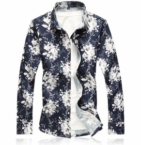 Button Shirt Long Sleeves Floral Pattern M Men's NEW