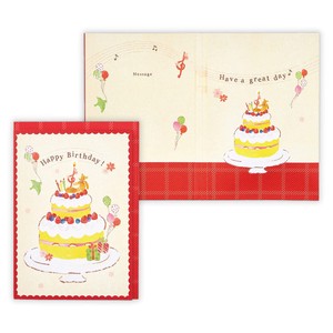 赤枠バースデーケーキII【誕生お祝い／オルゴールカード】