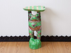 Animal Ornament Stand Wooden Frog Stripe