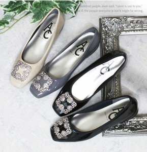 Basic Pumps Square-toe Lightweight Low-heel Bijoux Made in Japan