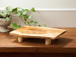 午餐盘 高脚 木制 托盘 自然 35cm