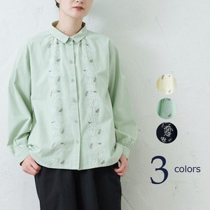 Button Shirt/Blouse Bird Spring Embroidered
