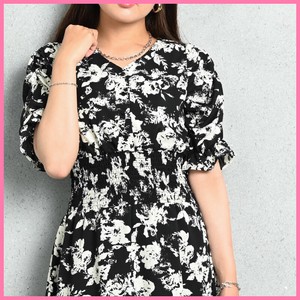 Casual Dress Floral Pattern Shirring One-piece Dress