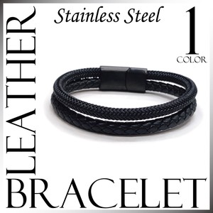 Leather Bracelet Stainless Steel black Genuine Leather Men's 2023 New