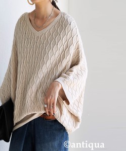 Antiqua Sweater/Knitwear Dolman Sleeve Knitted Tops Aran Pattern Ladies'