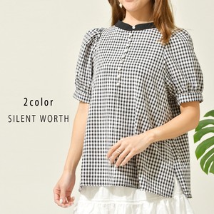 Button Shirt/Blouse Pullover Pearl Button Checkered