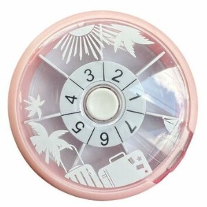 【お薬ケース】回転7仕切り携帯ピルケース トラベル／ピンク