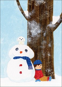 ポストカード イラスト 山田和明「雪だるま(部分)」105×150mm 2023新作