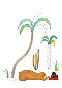ポストカード イラスト 山田和明「午後のひととき」105×150mm クマ 動物 2023新作