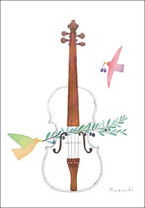ポストカード イラスト 山田和明「バイオリンの言葉」105×150mm 鳥 2023新作