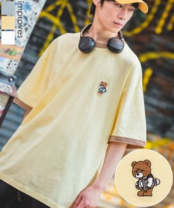 【SIDEWAYSTANCE】クマワンポイント刺繍半袖リンガーTシャツ