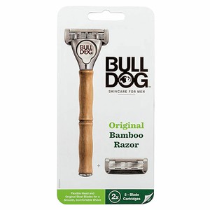 ブルドッグ Bulldog 5枚刃 オリジナルバンブｰホルダｰ 水に強い竹製ハンドル 替刃 2コ付 男性カミソリ