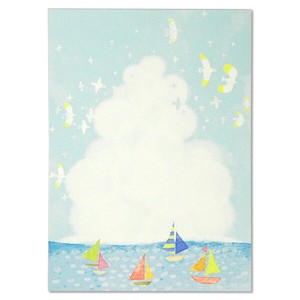 サマーイラストポストカード ■水彩タッチ ■夏の海とヨット