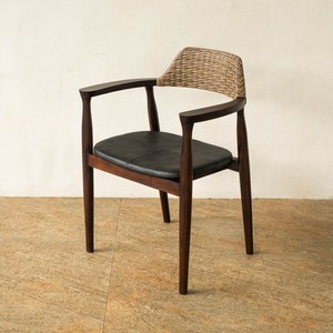 チーク  &  シンセティック ラタン ダイニングチェア 家具 アジアン チェア 椅子（ダークブラウン）
