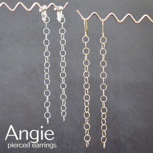 【Angie】 5mmロープチェーン 真鍮メッキコーティング ピアス／イヤリング 2色4タイプ。