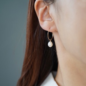 〔14kgf〕1粒パールフープピアス  (pearl  earrings)
