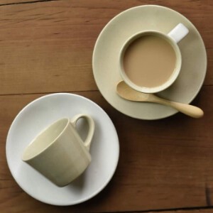 益子焼 コーヒーカップ＆ソーサー ペアセット ミルク色ペア 【日本製】つかもと窯/伝統/カフェ