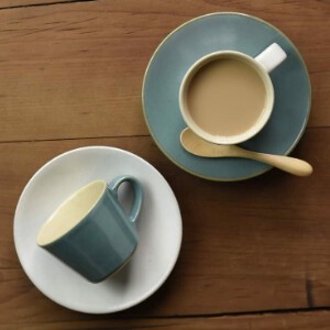益子焼 コーヒーカップ＆ソーサー ペアセット ミント色ペア 【日本製】つかもと窯/伝統/カフェ