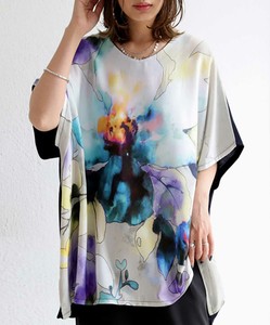Antiqua Button Shirt/Blouse Dolman Sleeve Floral Pattern Tops Ladies'