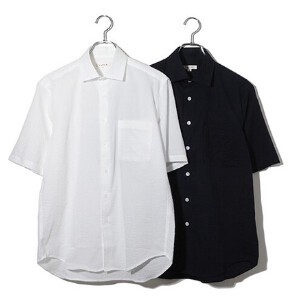 カジュアルシャツ　半袖  リップル生地　日本製