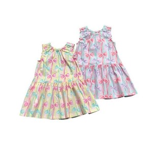 【日本製 ベビー子供服】 リボン柄ジャンパースカート［100〜130cm］