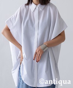 Antiqua Button Shirt/Blouse Stripe Tops Ladies'
