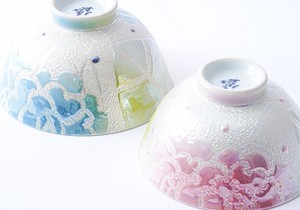 Rice Bowl Pink Blue Arita ware Made in Japan