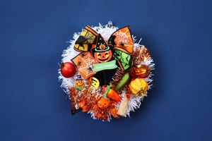 23'Happy Halloween ハロウィンリース（Wリース）☆日本国内でアッセンブルします☆