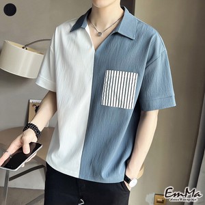 【メンズ】【2023新作】 EF0585 デザインシャツ  ツートンカラー カジュアル 半袖 夏