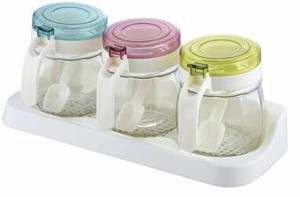 Storage Jar/Bag with Spoon Colorful