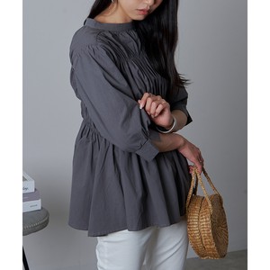 Button Shirt/Blouse Flare Gathered Blouse Tiered Autumn/Winter