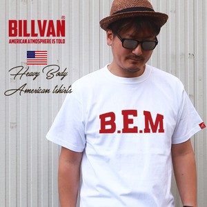 BILLVAN ビルバン フロント B.E.M ロゴ アメカジスタンダード半袖Tシャツ