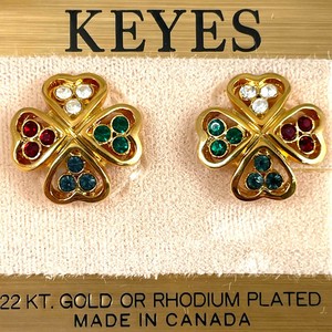 KEYES イヤリング ヴィンテージ カナダ製 キーズ 22KTゴールドプレート　クローバー earrings