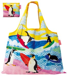 ショッピングバッグ 「ペンギンサーファー」 　【デザイナーズジャパン】エコバッグ 折りたたみ おしゃれ