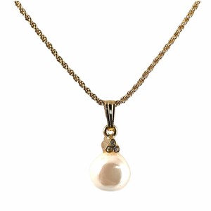 Plain Gold Chain Pearl Necklace Vintage