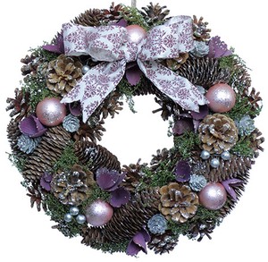[2023クリスマス]彩か｜SAIKA　LED Ribbon Wreath Violet-glitter