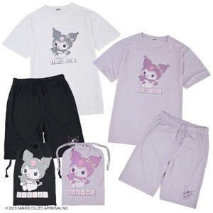 Men's Loungewear Set T-Shirt Drawstring Bag Sanrio Characters KUROMI