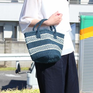 サイザルバッグ S チェッカーライン - かごバッグ 手編みバッグ 手編みバスケット ハンドメイドバッグ