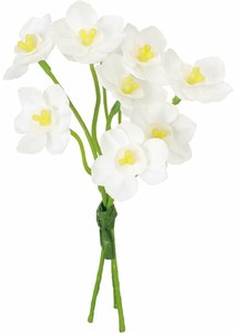 【造花】水仙ピック×3　ホワイト　FS　−5422W